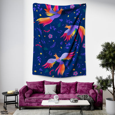 Beautiful Floral Artwork With Birds | Cultural Fashion Tapestry