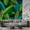 Abstract Exotic Leaves In Green Color Shades | Floral Wallpaper Mural