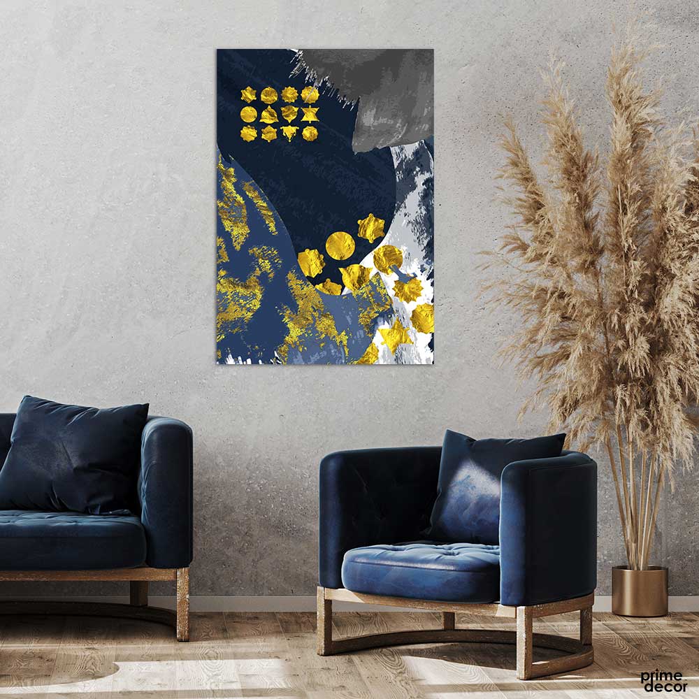 Navy & Mustard Texture Art (Single Panel) Wall Art - Prime Décor