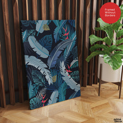 Green & Blue Exotic Leaves Artwork | Abstract Floral Artwork #00703