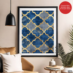 Gray & Blue Artwork With Golden Shades | Abstract Signature Artwork #00706