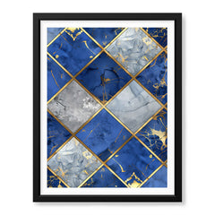 Blue Gray & Gold Geometric Style Pattern | Abstract Signature Artwork #00709
