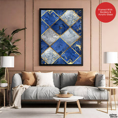 Blue Gray & Gold Geometric Style Pattern | Abstract Signature Artwork #00709