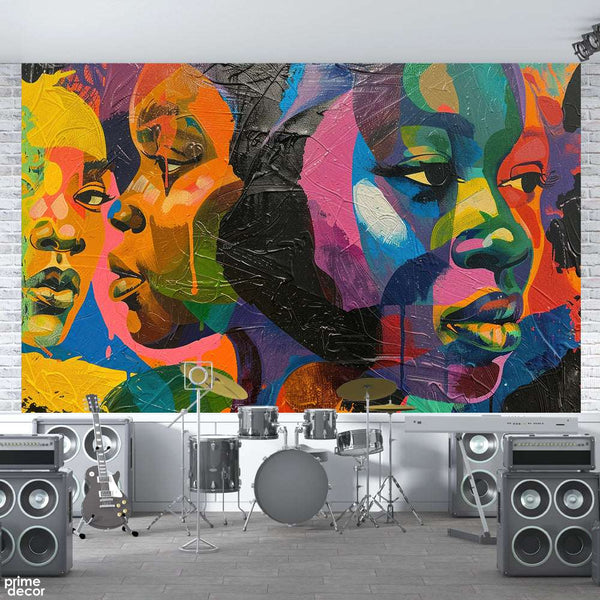 Abstract Colorful Women Face Artwork | Abstract Wallpaper Mural