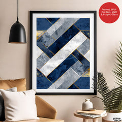 Blue Gray & Gold Mystic Marble Style Pattern | Abstract Signature Artwork #00710