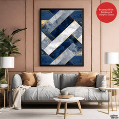 Blue Gray & Gold Mystic Marble Style Pattern | Abstract Signature Artwork #00710