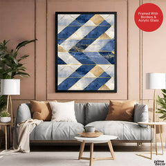 Blue & Gray Mystic Marble Style Pattern With Gold Lines | Abstract Signature Artwork #00711