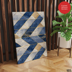 Blue & Gray Mystic Marble Style Pattern With Gold Lines | Abstract Signature Artwork #00711