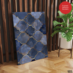 Blue Color Shades Mystic Marble Style Pattern With Gold Lines | Abstract Signature Artwork #00712
