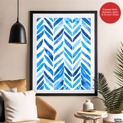 Blue and White Leaf Pattern Design | Abstract Floral Artwork #00714
