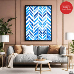 Blue and White Leaf Pattern Design | Abstract Floral Artwork #00714