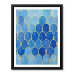 Beautiful Blue Shades Artwork With Golden Lines | Abstract Fashion Artwork #00716