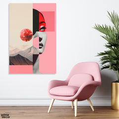 Abstract Colorful Artwork Of A Girl Face With Nature (Single Panel) Fashion Wall Art
