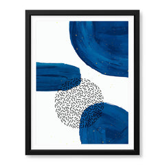 Black Lines Over Blue Paint Strokes With White Background | Abstract Office Artwork #0071 - Prime Décor