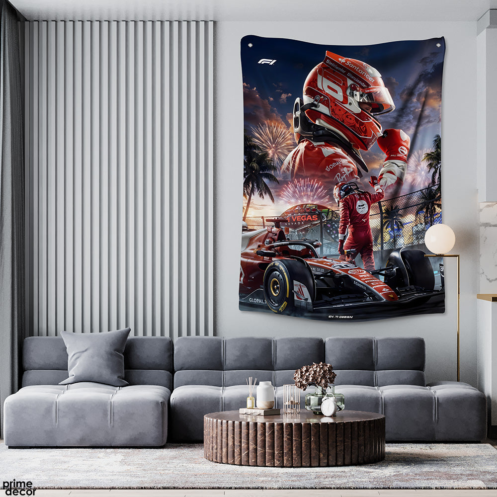 Charles Leclerc Las Vegas GP Formula 1 Racing | Sports Tapestry - Prime Décor