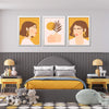 Beige And Light Yellow Women With Vase (3 Panel) Fashion Wall Art