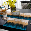 Deep Teal Blue & Pastel Beige Abstract Strokes Style | Table Runner and Placemat Set