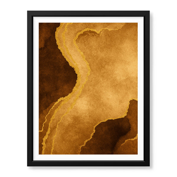 Mystic Marble Series Paint Stroke - Brown & Gold | Abstract Signature Artwork #00738