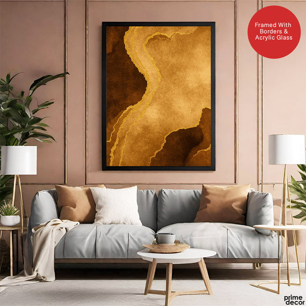 Mystic Marble Series Paint Stroke - Brown & Gold | Abstract Signature Artwork #00738