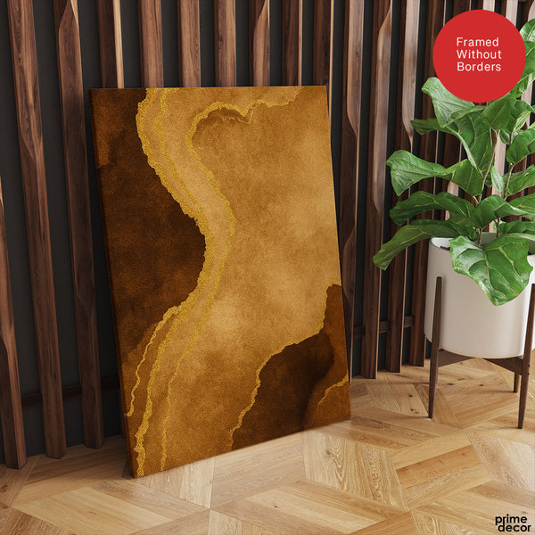 Mystic Marble Series Paint Stroke - Brown & Gold | Abstract Signature Artwork #00738