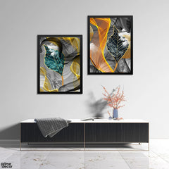 Casal & Grey Leaves In Flames (2 Panel) Nordic Wall Art