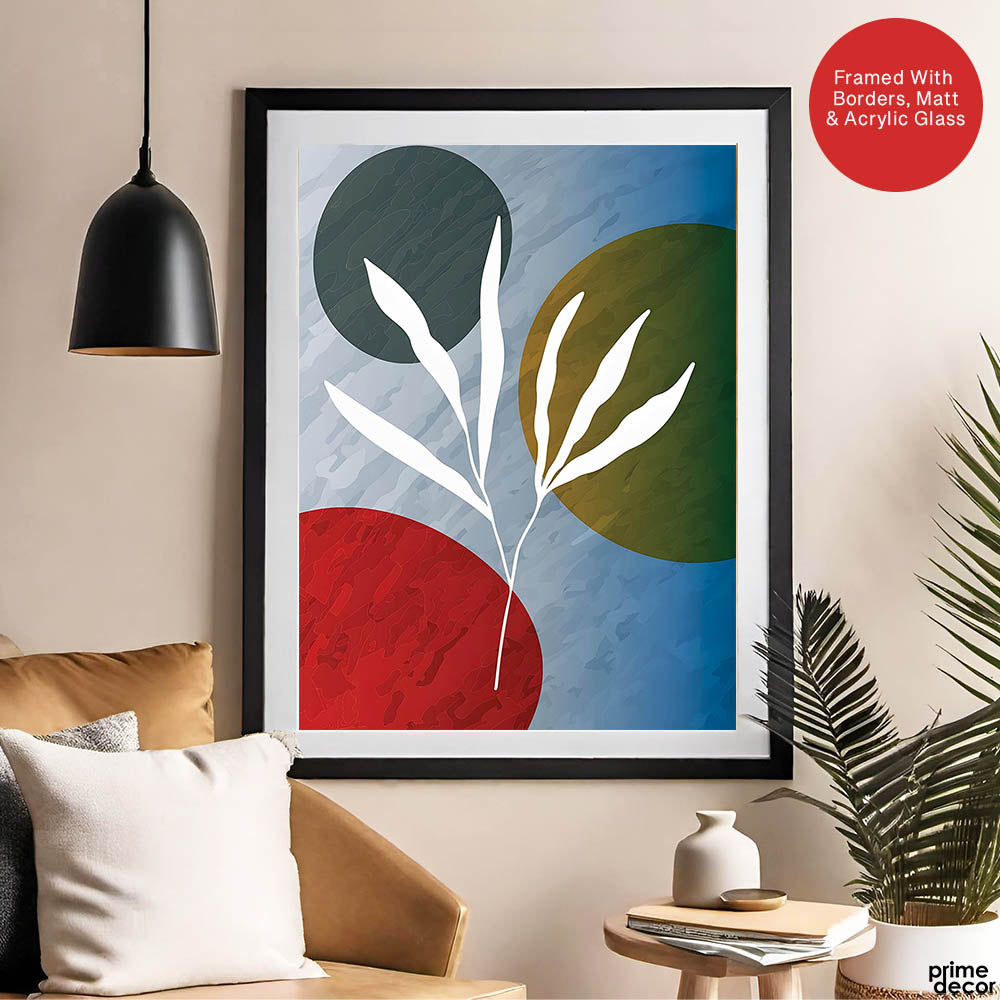 White Floral Design Over Colorful Background | Abstract Floral Artwork #0073 - Prime Décor