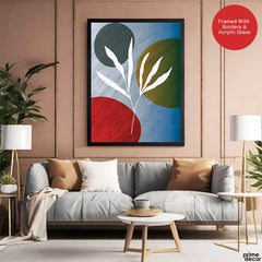 White Floral Design Over Colorful Background | Abstract Floral Artwork #0073 - Prime Décor