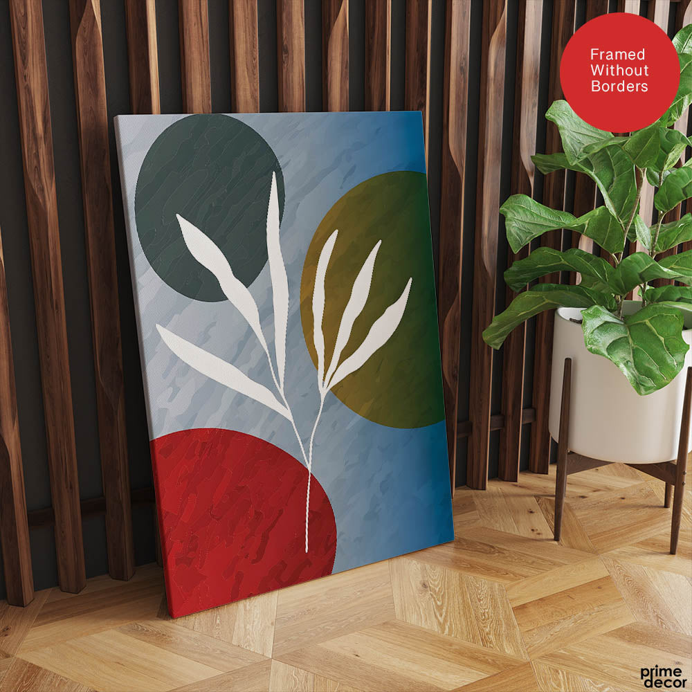 White Floral Design Over Colorful Background | Abstract Floral Artwork #0073 - Prime Décor