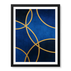 Mystic Marble Series Circle Shape - Blue & Gold | Abstract Signature Artwork #00743