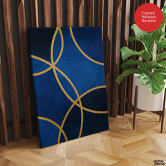 Mystic Marble Series Circle Shape - Blue & Gold | Abstract Signature Artwork #00743