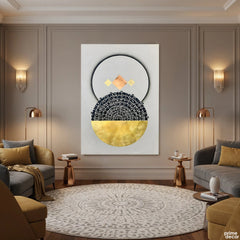 Ayatul Kursi Geometric Gold Leaf Original Painting Acrylic Wall Art | Handmade Painting