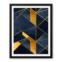 Mystic Marble Series Geometric Shape - Blue & Gold | Abstract Signature Artwork #00744