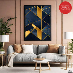 Mystic Marble Series Geometric Shape - Blue & Gold | Abstract Signature Artwork #00744