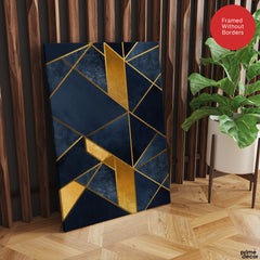 Mystic Marble Series Geometric Shape - Blue & Gold | Abstract Signature Artwork #00744