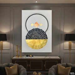 Ayatul Kursi Geometric Gold Leaf Original Painting Acrylic Wall Art | Handmade Painting