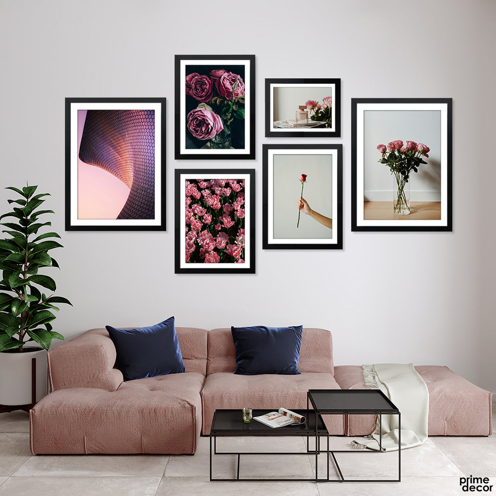 Mauve Rosses Blossom & Lavender Building (6 Panel) Floral Wall Art - Prime Décor