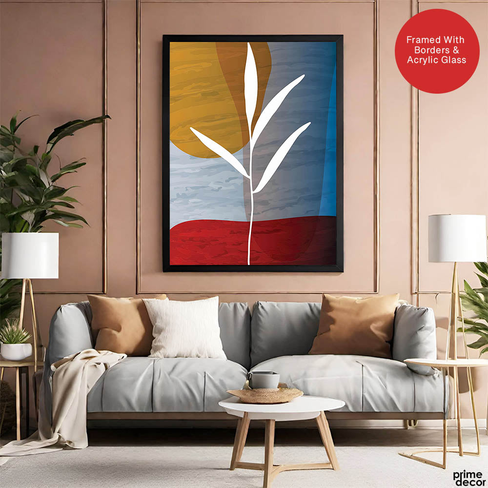 White Floral Design Over Colorful Background | Abstract Floral Artwork #0074 - Prime Décor