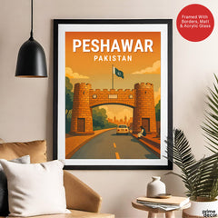 Peshawar Pakistan Illustration City Poster | Travel Artwork #00750