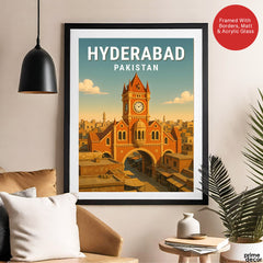 Hyderabad Pakistan Illustration City Poster | Travel Artwork #00755