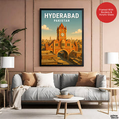 Hyderabad Pakistan Illustration City Poster | Travel Artwork #00755