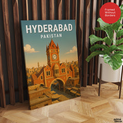 Hyderabad Pakistan Illustration City Poster | Travel Artwork #00755
