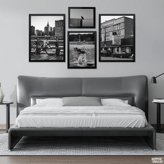 Urban Infrastructure Grayscale B&W Luxury (4 Panel) Architecture Wall Art