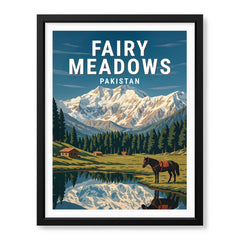 Fairy Meadows Northern Pakistan Illustration Poster | Travel Artwork #00766