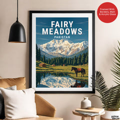 Fairy Meadows Northern Pakistan Illustration Poster | Travel Artwork #00766