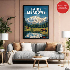 Fairy Meadows Northern Pakistan Illustration Poster | Travel Artwork #00766