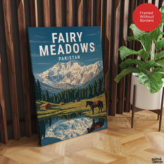 Fairy Meadows Northern Pakistan Illustration Poster | Travel Artwork #00766