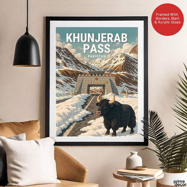 Khunjerab Pass Northern Pakistan Illustration Poster | Travel Artwork #00767