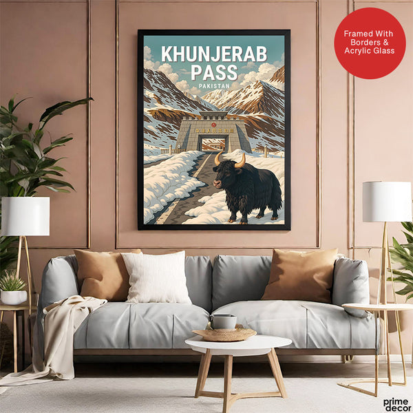 Khunjerab Pass Northern Pakistan Illustration Poster | Travel Artwork #00767