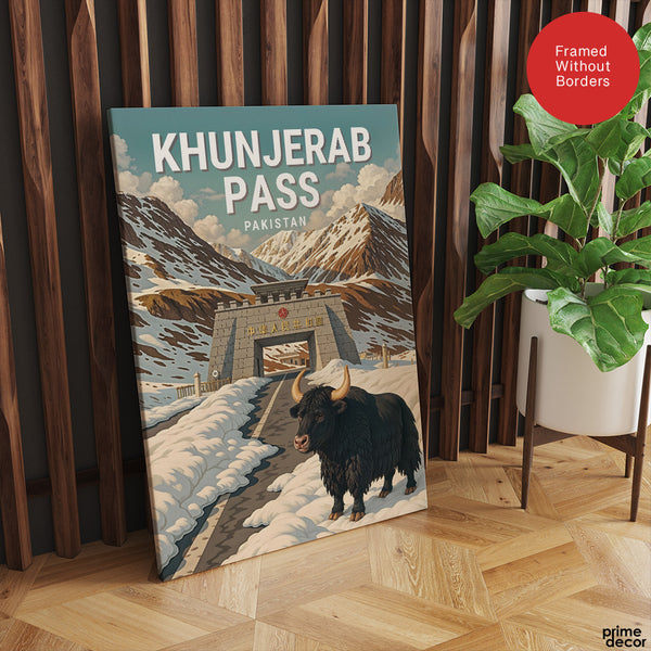Khunjerab Pass Northern Pakistan Illustration Poster | Travel Artwork #00767