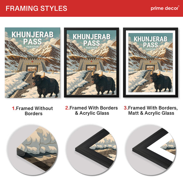 Khunjerab Pass Northern Pakistan Illustration Poster | Travel Artwork #00767